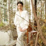 Sing Noodle Light Wedding Dress 2026 Spring New Bride With Simple Arm V Collar Fish Tail Yarn Long-Sleeved Dress Woman HZ0517