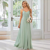 Elegant Evening Dress V-Deleted Long Dresse 2026 New Chiffon Folding Mint Green Bite Dress HZ0517