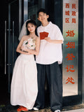 Registration Certificate Engagement Small White Dress Daily Can Wear Light Wedding Temperament Simple White Thin Breast Evening Dress Dress HZ0517