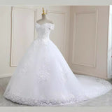 2026 New Word Shoulder Slim Body-And-T-And-Tail Wedding Dress Large-Size Simple Wedding Dress HZ0517