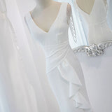 White Dingy Evening Dress Female 2026 New Light Luxury Small Temperament Fishtail Light Wedding Dress Dress Dress Vocal Art Test HZ0517