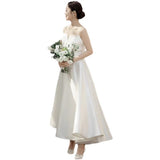 Evening Dress 2026 New Breast-Shape Small Dress Simple Engagement Certificate Registration Dress Bride Go Out Yarn Summer HZ0517