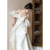 French Retro Bride Light Wedding Dress 2026 Spring New Lace Yarn Brace Fairy Temperament Light Wedding Dress HZ0517