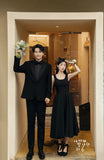French Light Wedding Dress Black Sling Simple Small Individual Dress Adult Party Can Wear Evening Dress HZ0517