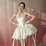 French Light Wedding Dress With A Beautiful Skinny Bow And Cute Breast White Certificate Registration Engagement Dress Dress Dress HZ0517