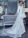 French-Style Faucet Wedding Dress Spring New Bride Wedding Long Sleeve Travel Light Family Simple Light Wedding Dress HZ0517