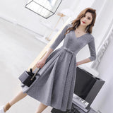 Silver Gray Evening Dress Women 2026 New Banquet Performance Temperament Long Birthday Dress Can Usually Be Worn HZ0517