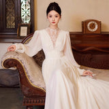 French Light Wedding Dress 2026 New Long-Sleeved Bride Super Fairy Morning Dress Go Out Yarn Temperament Small Tail Dress HZ0517