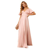 Sexy Dingy Evening Dress Deep V-Neck Side Open-Fork Ball Dress High-Waist Temperament Party Dress HZ0517