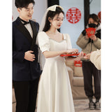 White Evening Dress Small Man Wedding Dress Certificate Registration Small White Dress Birthday Party Engagement Dress White HZ0517