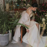 Champagne Wedding Dress High-End Wedding Dress Bride Wedding Back Door Morning Robe Banquet Annual Toast HZ0517