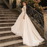 Perspective Light Wedding Dress 2026 New Bridal Simple Lace Sexy Slimming Small Tail Soft Yarn HZ0517