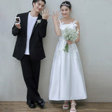 White Dingy Light Wedding Wedding Party Dress Sling Bow A Word Evening Dress Wedding Dress HZ0517