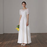 French Light Wedding Dress 2026 New Dens, Simple White Welcome Trip Outdoor Yarn Physical Store HZ0517