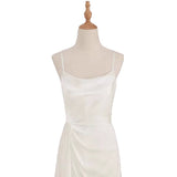 Women's Sexy Sling Light Wedding Dress New White Dingy Open Fork Long Ball Party Evening Dress HZ0517