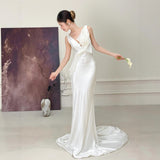 Light Wedding Dress 2026 New French Bride Welcome With A Doodle Fishtail White Super Xiansen Line Of Engagement Dress Go Out Yarn HZ0517
