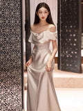 French Word Shoulder-To-Face Wedding Dress New Bridal Temperament Simple And Elegant Atmosphere To Go Out To Greet Dress Woman HZ0517