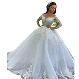 White Wedding Dress 2026 New Mid-Rise Long-Sleeved Lace French High-End Niche Shoulder-Tailed Wedding Dress HZ0517