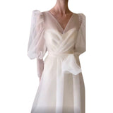 French Light Wedding Dress 2026 Spring New Bride Wedding Simple Atmospheric License To Go Out Yarn Thin Dress HZ0517