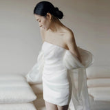 Light Wedding Dress 2026 New Bride A Small Shoulder Bra Registration Dress Welcome Dress HZ0517