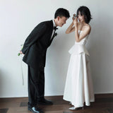 French Brated Light Wedding Dress Bridal High-End Simple Densate Certificate Registration Small White Dress Engagement White Dress HZ0517