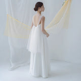 Certificate Sling Small White Dress 2026 New French Sen Bridal Wedding Dress Simple With Set Of Light Wedding Dress HZ0517