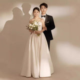 French Light Wedding Dress Bride Simple Boobs Go Out Of The Yarn Series Super Fairy Stipend Dress Welcome Yarn Small HZ0517