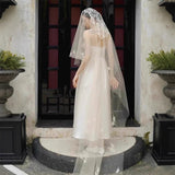 Small Man With A Breast-Shape Light Wedding Dress Bridal Outdoor Travel Dress Engagement Welcome To Go Out Yarn Simple Temperament Evening Dress HZ0517