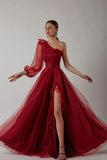 2026 Spring New Long Sleeve Open Fork Sexy Host Shoulder Walk Banquet Evening Dress HZ0517