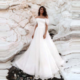 Wedding Dress Bride Word Shoulder Thin Sen Is Princess Pony Skirt French Style Yarn Temperament Light Wedding Dress HZ0517