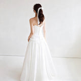 French Light Wedding Dress Sen Is Simple Brae Light Luxury Small Korean Banquet Temperament Long Evening Dress Ponbo Skirt HZ0517