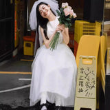 French Light Wedding Dress 2026 New Travel Photo Certificate Registration Small White Dress To Welcome The Sling Dress HZ0517