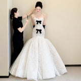 French Evening Dress Women 2026 New High-End Light Luxury Small White Breasted Dress Wedding Dresses HZ0517