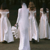 Long-Sleeved Light Wedding Bride Simple French Retro Simple Style Outdoor Travel Shooting Set Of Face Dress HZ0517