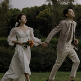 Korean-Style Light Wedding Dress 2026 New Temperament Thin Sen White Simple Vertewn Small Tailings HZ0517