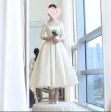 Sing Noodle Long-Sleeved Light Wedding Dress 2026 New Korean Simple Thin Hepburne Bride Small Welcome Dress HZ0517