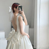 Light Wedding Dress Ding Noodles 2026 New Simple Famous Banquet Party Graduation Tour Shooting Dress Medium And Long Small Dress HZ0517