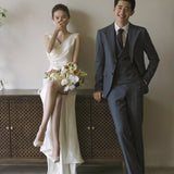 French-Style License Light Wedding Dress Sen Is A Simple Travel Shoot High-Level Small White Dress Welcome Out Of The Yarn Toast Dress HZ0517