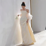 Champagne Wedding Dress High-End Wedding Dress Bride Wedding Back Door Morning Robe Banquet Annual Toast HZ0517