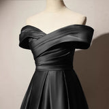 Black Art Exam Evening Dress Female Shoulder-Singing High-End French Banquet Host Atmospheric Temperament Solo HZ0517