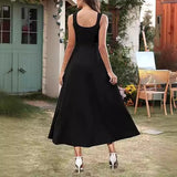 Small Dress 2026 New Temperament Elegant Solid Color High Belt Sling Pure Color Evening Dress HZ0517