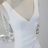 White Dingy Evening Dress Female 2026 New Light Luxury Small Temperament Fishtail Light Wedding Dress Dress Dress Vocal Art Test HZ0517