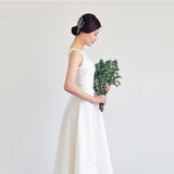 2026 New Set Of Front-Faced Long-Shoulder White Dress Simple Mori Bride Wedding Brigade Shooting Shadow Light Wedding Dress HZ0517