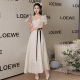 Evening Dress Women 2026 New Spring Temperament Long-Term Host Dress Engagement Light Evening Dress HZ0517