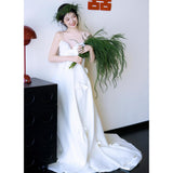 Travel Shot Wedding Dress With Breast-Wearing Engagement On-Faced Yarn Dress Certificate Registration Niche Morning Robe Bride Going Out Yarn HZ0517