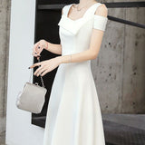 Evening Dress 2026 New Summer Temperament Long Banquet Light Luxury Niche White Dress HZ0517