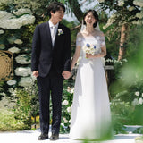 Lawn Outdoor Wedding Main Wedding Dress Simple Dingy Noodles Wedding Dress Wedding Certificate Registration Small White Dress HZ0517