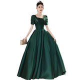 Ink Green Retro Dingy Evening Dress New Party Birthday Dress Dress French Niche Art Showsuit HZ0517