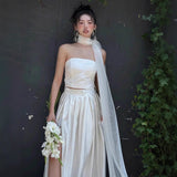 Light Wedding Dress Morning Robe Bridal Certificate Temperament Simple Set Of Small Small Bras Dress Female HZ0517