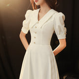White Banquet Small Dress 2026 Summer New Temperament Long-Term Daily Simple License Wedding Dress HZ0517